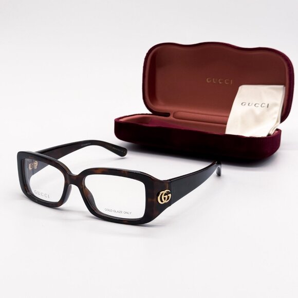 NEW GUCCI GG1406O OO2 EYEGLASSES WOMEN HAVANA RECTANGULAR EYEWEAR GUCCI - Picture 1 of 11